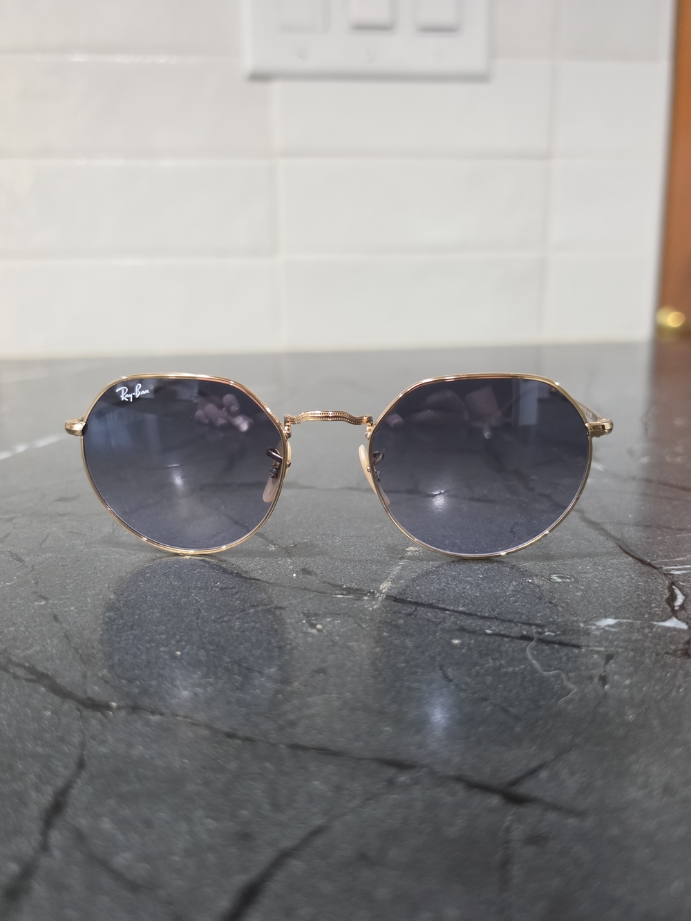 Ray-Ban Gold Frame Sunglasses with Gray Lenses